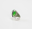 A 18k White Gold Mounted Green Jadeite Ring - 3