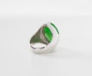 A 18k White Gold Mounted Green Jadeite Ring - 4