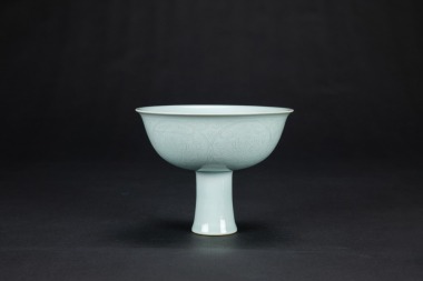 Qing-A Celadon Glazed Floral Stem Cup.