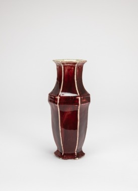 Qing-A Iron Red-Glazed Hexagon Vase