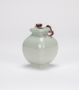 Qing-A Celadon-Glazed With Iron-Red Chilung Vase. - 4