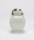 Qing-A Celadon-Glazed With Iron-Red Chilung Vase. - 5