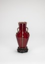 Qing-A Iron-Red Double Handle Vase(Stand)