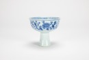 Qing-A Blue And White Floral Stem Cup