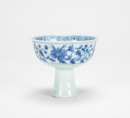 Qing-A Blue And White Floral Stem Cup - 3