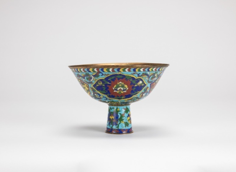 Qing- A Cloisonne Enamel Stem Cup