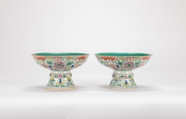 Qing-A Pair Of Famille-Glazed Stam Cups.