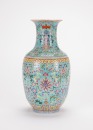 Qing-A Turquoise Ground Famille-Rose ‘Fu Shou’ Vase. - 2