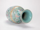 Qing-A Turquoise Ground Famille-Rose ‘Fu Shou’ Vase. - 5