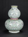 Qing-A White Ground Famille-Rose ‘Cranes And Florals’ Double-Gourd Shape Vase - 2