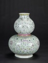 Qing-A White Ground Famille-Rose ‘Cranes And Florals’ Double-Gourd Shape Vase - 5