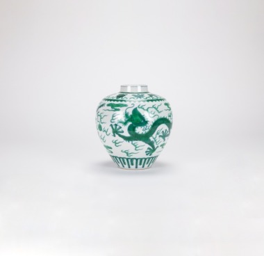 Qing Qianlong And Of Period A Doucai Green-Enameled ‘Dragon’ Jar.