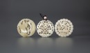 Late Qing/Republic-A Group Of three White Jade Carved ‘Shou,Magpie’ Pendants