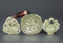 Late Qing/Republic-A Group Of Three Green Jade Carved ‘Dragon,Boy ‘ Pendants - 2