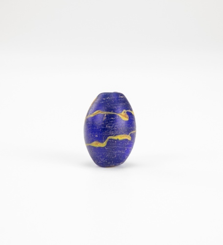 Han Dynasty-A Deep Blue Olive Shape Tonbo-Tama Bead