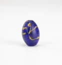 Han Dynasty-A Deep Blue Olive Shape Tonbo-Tama Bead - 4