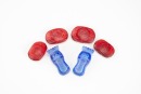 Qing-A Four Red Glass Carved ‘Fu,Shuo’ And A Pair Blue Glass Shoes(6 Pcs)