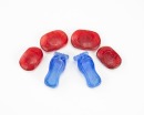 Qing-A Four Red Glass Carved ‘Fu,Shuo’ And A Pair Blue Glass Shoes(6 Pcs) - 2