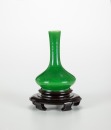 Qing - A Green Glazed Small Vase With Woodstand