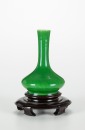 Qing - A Green Glazed Small Vase With Woodstand - 3