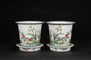 Republic-A Pair Of Famille-Glazed ‘Floral’ Flower Pots. - 3