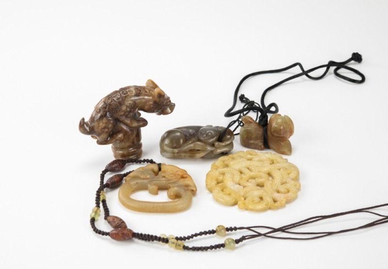 A Group Of Five Jade Carved Pendants