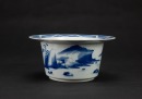 A Chinese Blue And White ‘Fishing Landscape ’ Flower Pot (Qing Dynasty) - 2