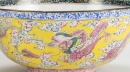 A Pair Of Painted Enamel Yellow - Ground ‘Five Dragons And Five Bats’ Bowls - 4