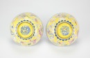 A Pair Of Painted Enamel Yellow - Ground ‘Five Dragons And Five Bats’ Bowls - 6