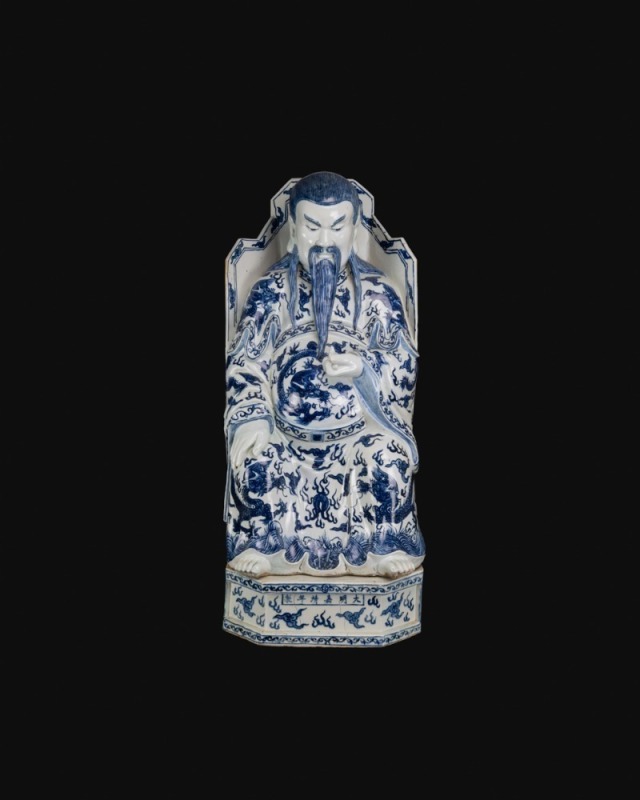 A Very Rare And Large Chinese Blue And White Porcelain’Beidi’ Statues.