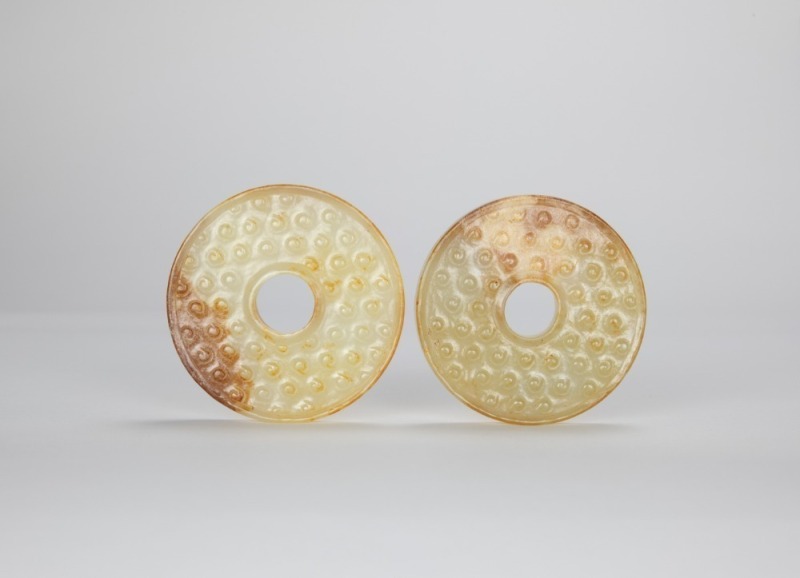 A Group of Two Chinese White Jade Disc (Warring State Period)