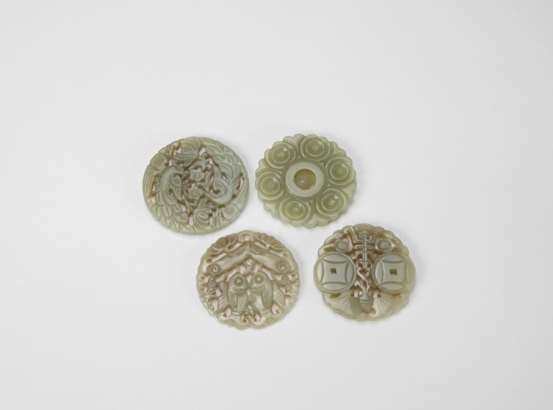 A Group Of Four Chinese Green Jade Carved Pendant (4 pcs) (Republic Period)