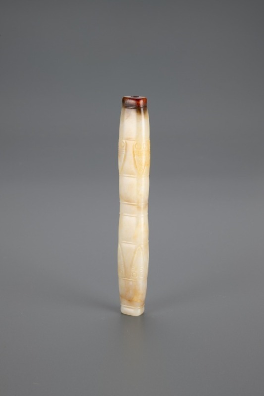 A Chinese White Jade Tube Carved CicadaWestern Zhou