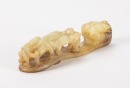 A Chinese White Jade Carved ‘Dragon’ Belt - Buckle - 2