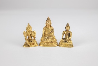 A Group Of Three Chinese Glit - Bronze Buddha Figures (3 Pcs)