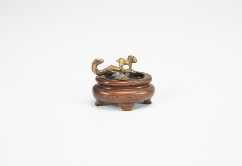 A Chinese Glit - Bronze ‘Snake And Ram’ Stopper (Qing Dynasty Or Earlier)