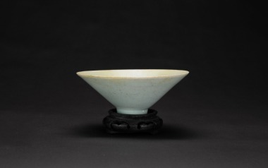 A Chinese Longquan Conical Bowl With Wooden Stand. Southern Song