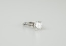 A Round Brilliant Diamond Mounted Platinum Gold Ring. - 2