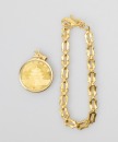 A 0.25 0z Panda Gold Coin Pendant And 24k Gold Bracelet - 2