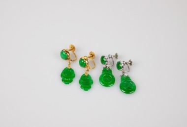 Two Pair Of Imperial Green Jadeite Earings