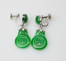 Two Pair Of Imperial Green Jadeite Earings - 3