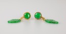 Two Pair Of Imperial Green Jadeite Earings - 6