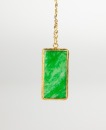 A 14k Glod Italy Mark Necklace And Green Green Pendant. - 2