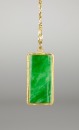 A 14k Glod Italy Mark Necklace And Green Green Pendant. - 4