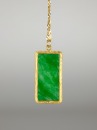 A 14k Glod Italy Mark Necklace And Green Green Pendant. - 5