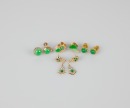 A Pair Of Emerald Mounted Diamond Earing.