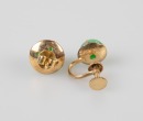 A Pair Of Emerald Mounted Diamond Earing. - 6