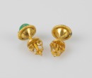 A Pair Of Emerald Mounted Diamond Earing. - 8