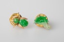 A Pair Of Emerald Mounted Diamond Earing. - 9