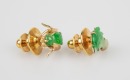 A Pair Of Emerald Mounted Diamond Earing. - 10